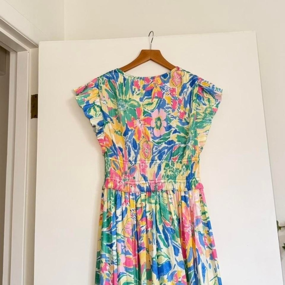 Current Air Floral Pleated Maxi Dress | Tie Waist | Small New With Tags - Picture 8 of 8